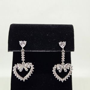 Chic Silver Heart Dangle Earrings